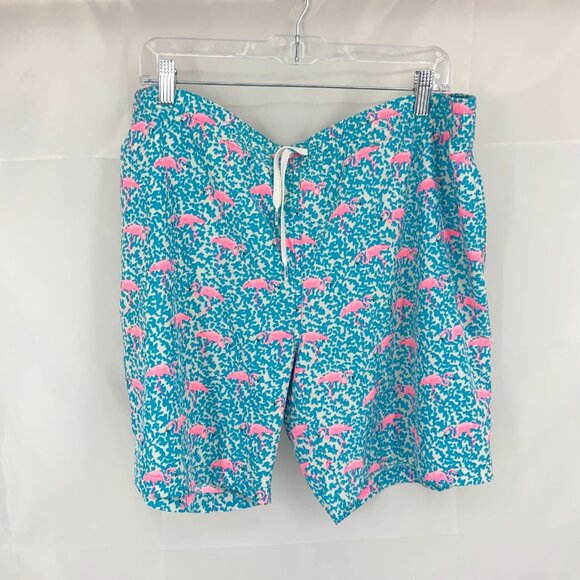 Chubbies Men L Swim Trunk Mesh Lined Flamingo Blue 7" Inseam Beach Pool Vacation - Picture 1 of 9
